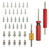 EKUWU 39-teiliges AC-Ventilkernentfernungswerkzeug-Zubehör-Set, R12 R134a Kühlschrank-Reifenventil-Schaftwerkzeug mit Doppelkopf-Gewindereparatur für Automobil, Auto, LKW, HVAC-System