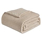 EMME Kuscheldecke Flauschige - 3D-Touch-Erlebnis 150x200cm Fleecedecke, Weiche Warme Wolldecke Überwurfdecke, Couchdecke, Decke für Sofa, Tagesdecke, Wohndecke, Beige