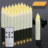 Dixmas 20 stk LED Weihnachtskerzen mit Fernbedienung und Batterien, LED Kerzen mit Timerfunktion, Flammenlose Christbaumkerzen Kabellos