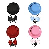 4 flache Hüte mit 4 Fliegen, Halloween, Frettchen, Hut, Festival, kleine Haustiere, Kopfbedeckung, Cosplay-Zubehör