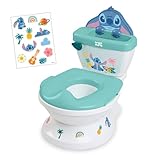 Disney Baby Stitch My Size Töpfchen von Bright Starts, 2-in-1 Kinder-Töpfchen mit Spülgeräusch, Abnehmbarem Toilettensitz, Enthält 12 Aufkleber, Töpfchentraining, Ab 18 Monaten