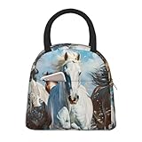 FBGHHTY Isolierte Lunchtasche mit Pferde-Motiv, auslaufsicher, wiederverwendbar, tragbar, für Arbeit, Schule, Picknick, Studenten
