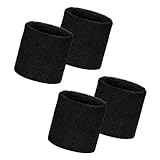 Flintronic 4 Stück Schweißbänder Handgelenk, Saugfähige Handgelenk Schweißbänder für Damen & Herren，Fitness Arm Schweißband，Sport Schweißband Armband Weiche Baumwolle für Handball Fußball Tennis