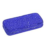 Bling COSS - Diamond Eingelegtes Auto Gläsern, Womens Byeglass -Fall | Elegante Strasssteine ​​tragbare Lagerung Sonnenbrillenkarteninhaber, Autokartinzubehör für Quittungsführung Lizenz
