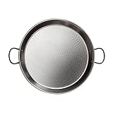 VoltShine Paella-Pfanne, 55 cm, aus poliertem Stahl, Kapazität für 16 Portionen, ideal zum Kochen von Paella und anderen Gerichten auf dem Feuer.
