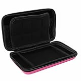 Annadue Spielekonsolen Tragetasche für den Neuen 3DS XL, Hartschalen Reiseschutzhülle mit Innentasche für 8 Spielesteckplätze (Rosa)