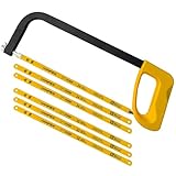 Hanpex 300 mm Hochspannungs-Bügelsägenrahmen mit 5 extra Bimetall-Klingen, Handsäge geeignet für Metall, Holz, PVC, Tischlerei