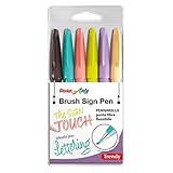 Pentel SES15 Brush Sign Pen Fasermaler Spitze Flexible Farben Trendy 6 Stück