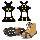 Spikes für Schuhe Winter, Schuhspikes Anti Rutsch, Schuhkrallen, Steigeisen Spikes, Ice Schuhkrallen mit 10 Edelstahl Zähne Noppen, für Damen und Herren Bergschuhe Wanderschuhe Trekking Winter Outdoor