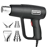 Heißluftpistole, 2000W Heißluftfön, 60℃-600℃ Heissluftföhn mit 4 Düsen, Überhitzungsschutz, Heat Gun Ideal für Löten, Schrumpfen, Farbentfernen, Schnelle Erwärmung