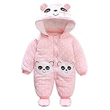 Baby Mädchen Overall Mit Kapuze Footies Strampler Schneeanzüge Karikatur Jumpsuit Winter Kleidungsset, Panda 3-6 Monate