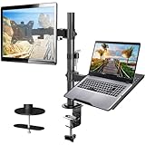 HUANUO Monitor Halterung mit Laptop Arm, Monitor Laptop Halterung für 13-32 Zoll Bildschirmhalterung 1 Monitor & 17 Zoll Notebook, VESA 75/100