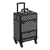 Yaheetech Alu Kosmetikkoffer Friseurkoffer Trolley Schminkoffer Beauty Case 34,3 x 24,2 x 55,5 cm schwarz