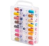 adorbox 48 Fächer Aufbewahrungsbox mit Tragegriff, Doppelseitige Näh-Organizer Transparente Kunststoff Organizer Fadenbox Nähfadenbox für Stickerei und Nähgarne, Stickgarn, Basteln, kleine Spielzeuge