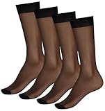 ValueBargain 4 Paar Feinstrümpfe Damen, Nylon Strümpfe Transparente Schwarze Nylon Strümpfe mit Druckfreiem Komfortbund, Reißfest Kniestrümpfe Damen für Komfort und Eleganz