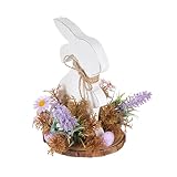 Osterhase Dekoration Holz Tisch Mittelstück Kaninchen Ostern Tischplatte Frühling Dekoration Bauernhaus Ostern Dekorationen für Haus Küche Esszimmer (A, 19X18.5cm)