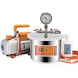 BACOENG 6.8L Vakuumkammer mit 3CFM Einstufige Vakuumpumpe Unterdruckpumpe mit Manometer HVAC