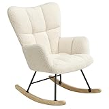 HaiYiZuhause Schaukelstuhl, Moderner Sessel mit hoher Rückenlehne, Weicher Relaxstuhl & Stillsessel für Wohnzimmer, Schlafzimmer, Babyzimmer & Leseraum, Schaukelstuhl für Innen (Beige)