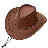 Cowboyhut für Frauen und Männer, ein verstellbares Weitkremp -Leder -Cowboyhut, klassische stilvolle Kostümkappe für westliche Partys, tägliche Verschleiß, Reisen, Cosplay