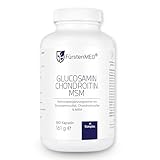 FürstenMED® Glucosamin Chondroitin MSM Hochdosiert + Vitamin C, 180 Kapseln als 4 Fach Komplex mit Glucosamine, Laborgeprüft & Ohne unerwünschte Zusatzstoffe