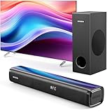 Soundbar für TV mit Subwoofer, PC, Gaming, 2.1 CH MEVOSTO 2025, verbesserte TV-Soundbar, tiefer Bass, Computer-Soundsystem, BT 5.3/USB/HD-ARC/optisch/AUX-Bass und Höhen, verstellbar, Heimkino