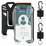 Mecool Ausziehbare Ausweishalter, Hartplastik, ausziehbares Schlüsselband mit Kartenhalter, einziehbare Spule mit Karabiner-Gürtel für einziehbaren Schlüsselanhänger, Fotokartenhalter, 2 Stück