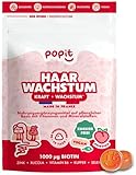 POP IT Haar Gummibärchen - Haarwachstum & Nägel - Biotin Gummibärchen mit Zink & Selen - Stärkt & reduziert Haarausfall - Vegan, Zuckerfrei, Pfirsichgeschmack - Haar Vitamine Made in France - 30 Stück