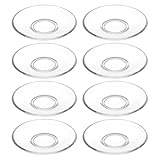 SAFIGLE 8 Stück Transparente Glas Untertassen 9x9cm Runde Teeteller Vielseitig als Snack oder Kaffeetassenuntersetzer Stabiles Klarglas für Haushalt und Feier