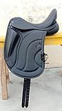 WILD RACE Leather Dressage Mono Flap Changeable Gullets Saddle, Black 17' (Black, 17 Inch)