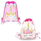 LuLiyLdJ Einhorn Turnbeutel Sportbeutel - Rucksack Stofftasche Bag, Beutel, Stoffbeutel Damen & Herren, Kinder Gym Sack zum bemalen, 2 Stück