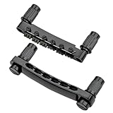 MUELODSIC Gitarren Brücke Sattel Ersatzteil Schwarze Schmale E Gitarren Stil Bridge mit Draht Langlebig Glatt Poliert Kompatibel Saitige Einfache Befestigung Praktisches Zubehör