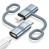 Lightning auf USB C Adapter, 2Stück Adapter Lightning auf USB C für iPhone 16/16 Pro/15/15 Pro Max/iPad Pro, Samsung Galaxy S25 S24, Unterstützung von Laden und Datenübertragung, Nicht für Audio/OTG