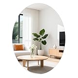 TSKDKIT Ovaler Wandspiegel 50x40cm, Klebespiegel Randlos Oval Spiegel Selbstklebend Glasspiegel groß ohne Verzerrung Dekorativer HD Wandspiegel für Badzimmer,Eingangsbereich,Ankleidezimmer,Wohnzimmer