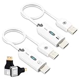 AXFEE Wireless HDMI Transmitter und Receiver, HDMI Sender Empfänger mit Taste und 2 Stück Adapter, 1080P Kabellos Funkübertragung für Streaming Video Audio von Laptop/PC zu Fernseher/Projektor(Weiß)