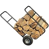 Brennholz Transportwagen mit All-Terrain-Rädern, 250LB Kapazität Log Carrier, Heavy Duty Stahl Dolly für Hauling Kamin, Feuergrube Holz leicht