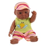 Abaodam Realistische Mini Puppe Schwarze Vinyl Babypuppe Weich Ganzkörper Lebensecht Für Kleinkinder Sammler Geschenk