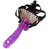 RICVIL Leopard Umschnalldildos Penisnachbildung mit Saugnapf, Strap-On Realistischer Dildo/Penis mit Harness Verstellbarem und 3 Größ O-Ringes, Lesben Bondage Sexspielzeug,Purple Lila