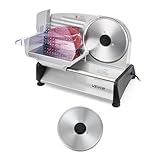 VEVOR Allesschneider Fleischschneider 200 W elektrische Aufschnittmaschine mit 19 cm Klinge, Fleischschneidemaschine mit 0–15 mm einstellbarer Dicke, für gefrorenes Fleisch Schinken Prime Steak