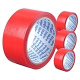 Tofficu 4 Rollen Wasserdichtes Gewebeband teppichklebeband carpet tape bänder kletband Reparaturklebeband Beständig Klebeband für Handwerk Klebeband schwarz Polyethylen und Gazefaser rot