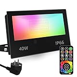 RGB LED Strahler, RGBW-Farbwechsel entspricht 400 W, DIY-Strobe-Modus, 120 Farben, Timer, RGB, 2700K, Warmweiß, Wasserschutzart IP66