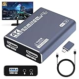 Video Capture Card 4K HDMI zu USB 3.0, 1080P 60Hz Audio Video Capture Card, Game Capture Karte High-Speed 4K HDMI Loop-Out, Videoaufnahmekarte für PS4/PC/OBS/Kamera/Streaming/Teaching/Conference