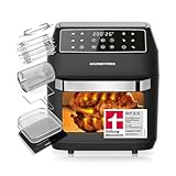 GOURMETmaxx Heißluftfritteuse 12 L Airfryer | Fritteuse mit 9 Funktionen, Touchdisplay, Dreh- & Schaschlikspießen | 10 Programme inkl. Pizza | Minibackofen 1700 W – nahezu ohne Öl