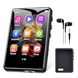 64GB MP3 Player Bluetooth 5.3 2.4' Full Touchscreen Tragbarer Walkman MP3 Player mit Lautsprecher, Sprachaufzeichnung, FM Radio, Line Recording Unterstützung 128GB Kinder Mp3 Player (Schwarz)