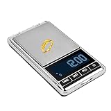CRBUDY Taschenwaage 500 g 0,01 g Schmuckwaage Elektronische Präzisionswaage Digitalwaage LCD Tragbar Mini Küchenwaage Gram Zubehör