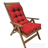 RPZVGG Wasserdichtes Adirondack-Stuhlkissen, 114 x 48 x 10 cm, Schaukelstuhlkissen, Terrassenkissen mit hoher Rückenlehne, Sitzkissen für Innen- und Außenbereich, mit Bändern(Rouge)