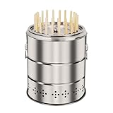 Holzkohlegrill, tragbarer Fassgrill, Smoker für Kochen im Freien, Camping, Picknicks und Garten, Edelstahlkonstruktion