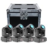 4PCS Moving Head LED mit Flightcase 60W 8 Gobos 8 Farben Beam Discolicht Partylicht DMX RGBW Lichteffekte 9/11 Kanäle für DJ Club Weihnachten Bar Partybeleuchtung Licht