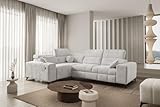 Ecksofa Bruno II - Schlaffunktion & Bettkasten - verstellbare Kopfstützen - USB - L-Form – Hochwertige Polsterecke mit Wellenfedern & T30-Schaum - Couch - Polsterbett - 26 (Spring 1104, Links)