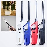 UNILITE 4 x Stabfeuerzeug mit Soft Flame – langes Feuerzeug mit Stab 27,6 cm lang – Elektronik Feuerzeuge – 4 Stück im Set schwarz weiß blau rot – Elekt-rofeuerzeuge mit Gas befüllt & nachfüllbar