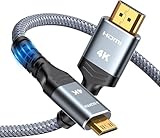 Mini HDMI auf HDMI Kabel 1M 4K@60Hz 18Gbps High Speed, Nylon Braided 2.0 Kabel Support 4K 2K UHD 3D HDR ARC Kompatibel mit Kamera, Laptop, Projector, HDTV, Monitor, Raspberry Pi